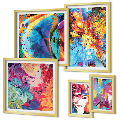 Polyptic înrămat Compoziții abstracte colorate