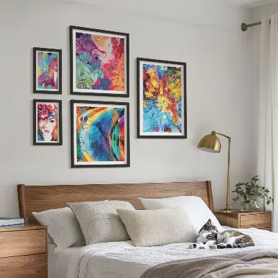 Compoziții abstracte colorate tablou poliptic înrămat