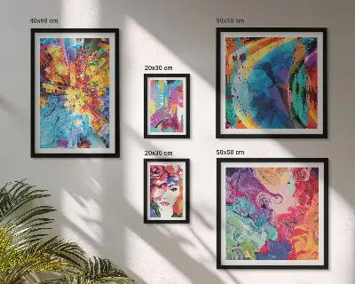 Compoziții abstracte colorate tablou poliptic înrămat