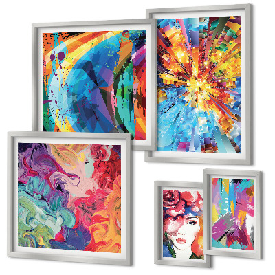 Polyptic înrămat Compoziții abstracte colorate