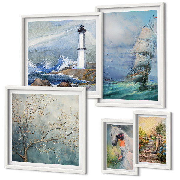 Decorațiune de perete set tablouri Aventuri și peisaje maritime