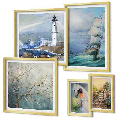 Decorațiune de perete set tablouri Aventuri și peisaje maritime