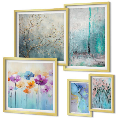 Polyptic înrămat Peisaje abstracte cu flori