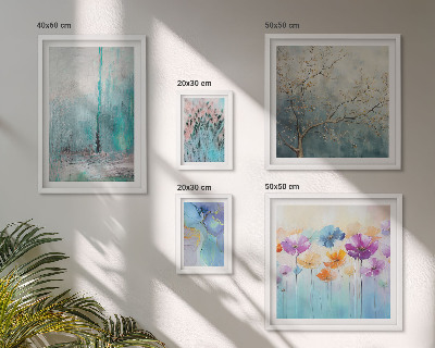 Polyptic înrămat Peisaje abstracte cu flori