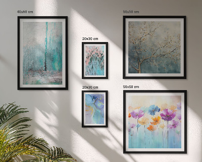 Polyptic înrămat Peisaje abstracte cu flori