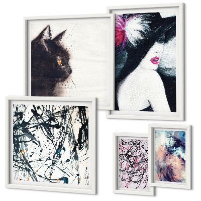 Decorațiune de perete set tablouri Portrete abstracte elegante