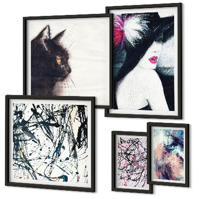 Decorațiune de perete set tablouri Portrete abstracte elegante