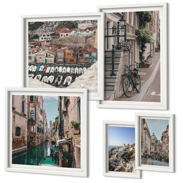 Decorațiune de perete set tablouri Străzi europene fermecătoare