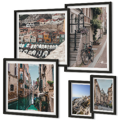 Decorațiune de perete set tablouri Străzi europene fermecătoare