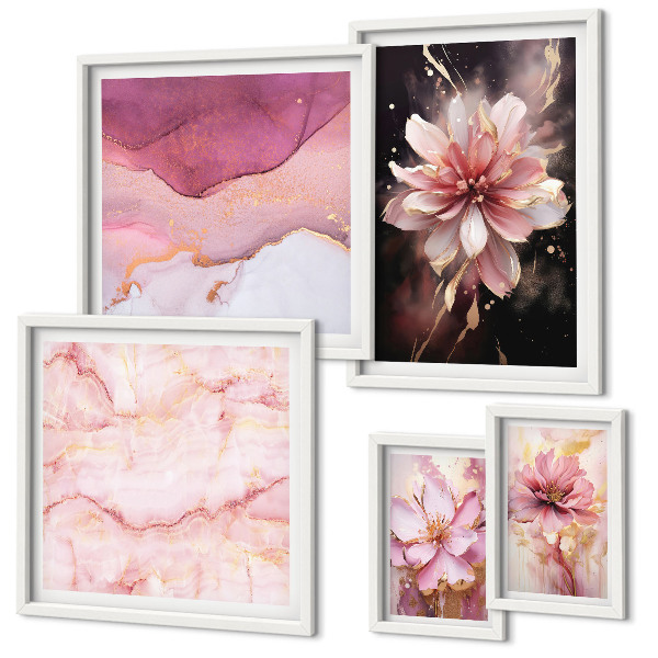 Decorațiune de perete set tablouri Aranjamente florale roz