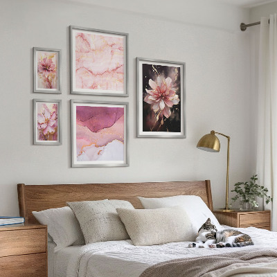 Decorațiune de perete set tablouri Aranjamente florale roz
