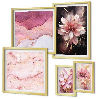 Decorațiune de perete set tablouri Aranjamente florale roz