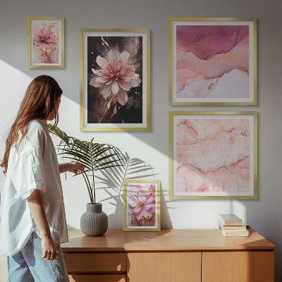 Decorațiune de perete set tablouri Aranjamente florale roz