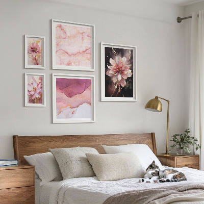 Decorațiune de perete set tablouri Aranjamente florale roz