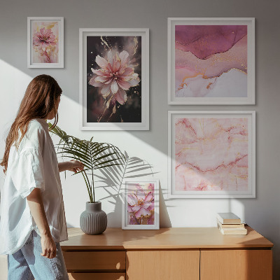 Decorațiune de perete set tablouri Aranjamente florale roz