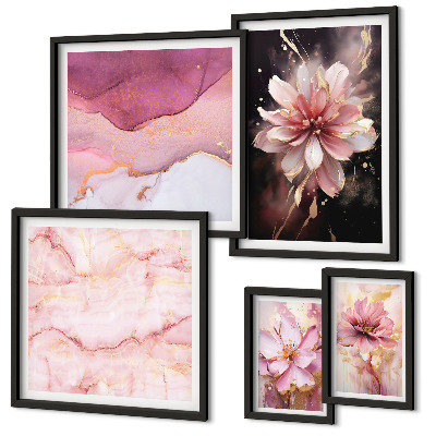 Decorațiune de perete set tablouri Aranjamente florale roz