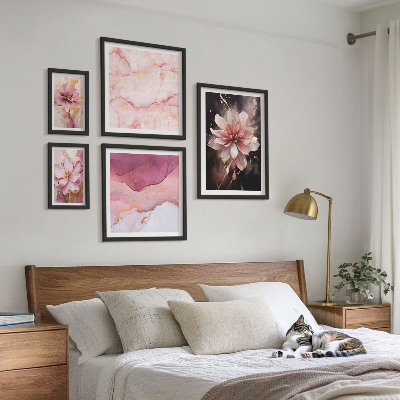 Decorațiune de perete set tablouri Aranjamente florale roz
