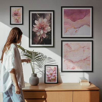 Decorațiune de perete set tablouri Aranjamente florale roz