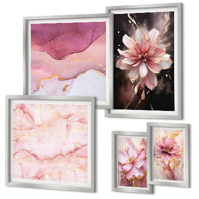 Decorațiune de perete set tablouri Aranjamente florale roz