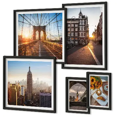 Set tablouri decorative de perete cu arhitectură urbană fermecătoare