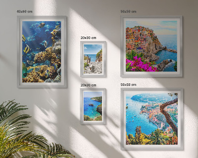 Decorațiune de perete set tablouri Peisaje de coastă, pești, plaje