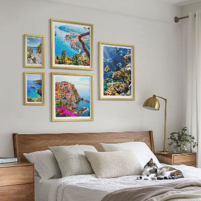 Decorațiune de perete set tablouri Peisaje de coastă, pești, plaje