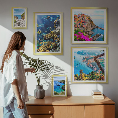 Decorațiune de perete set tablouri Peisaje de coastă, pești, plaje