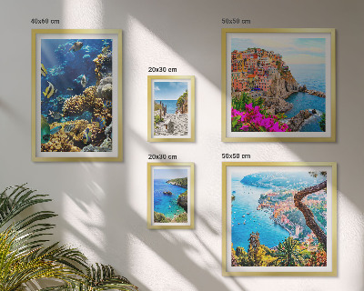 Decorațiune de perete set tablouri Peisaje de coastă, pești, plaje