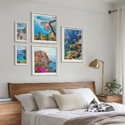 Decorațiune de perete set tablouri Peisaje de coastă, pești, plaje