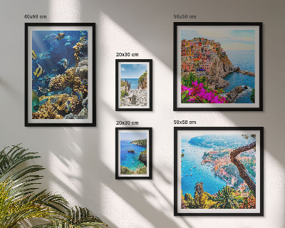 Decorațiune de perete set tablouri Peisaje de coastă, pești, plaje