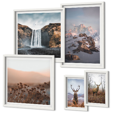 Polyptic înrămat Peisaje montane, animale sălbatice