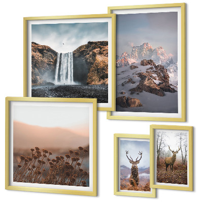 Polyptic înrămat Peisaje montane, animale sălbatice