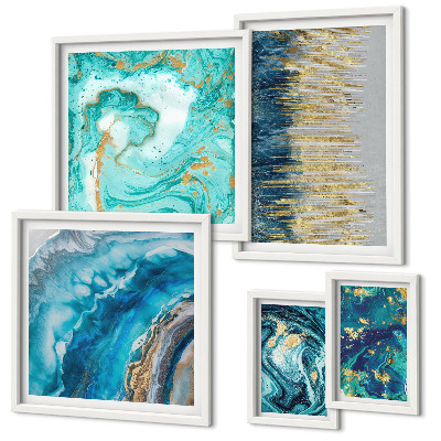 Decorațiune de perete set tablouri Compoziții abstracte albastre