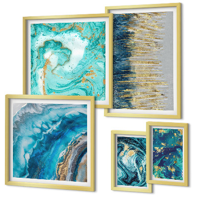 Decorațiune de perete set tablouri Compoziții abstracte albastre