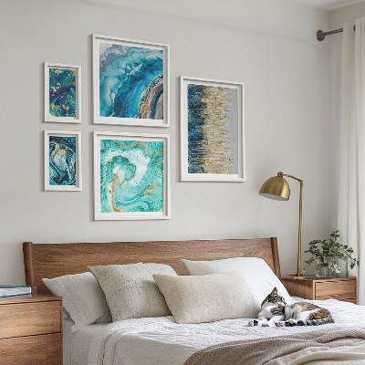 Decorațiune de perete set tablouri Compoziții abstracte albastre