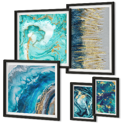 Decorațiune de perete set tablouri Compoziții abstracte albastre