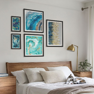 Decorațiune de perete set tablouri Compoziții abstracte albastre