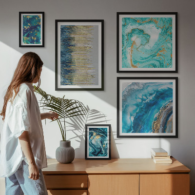 Decorațiune de perete set tablouri Compoziții abstracte albastre