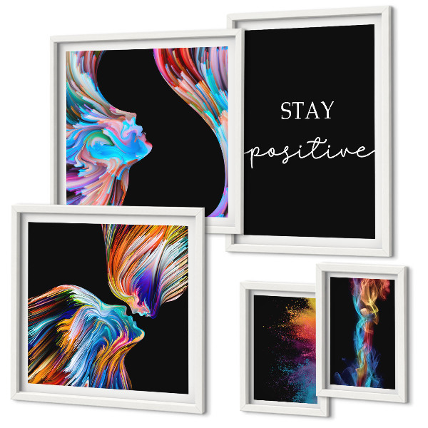 Decorațiune de perete set tablouri Abstracțiuni pozitive colorate