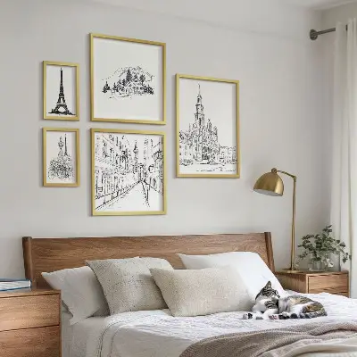 Ilustrații arhitecturale elegante set de tablouri poliptice înrămate