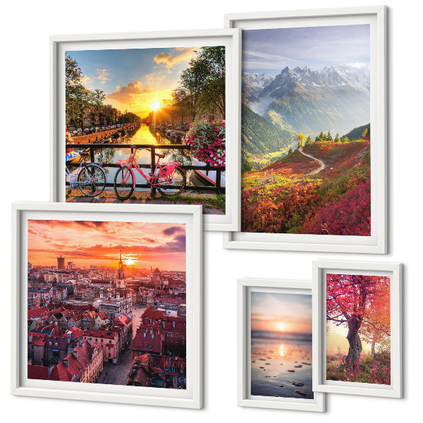 Decorațiune de perete set tablouri Vederi ale naturii urbane montane