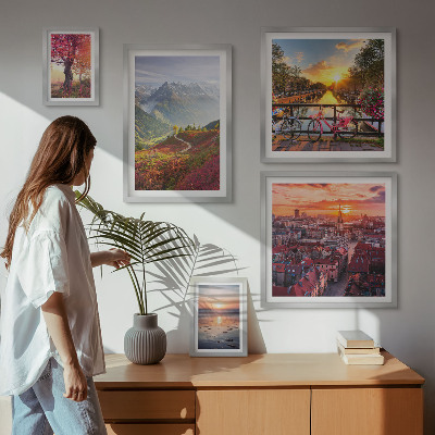 Decorațiune de perete set tablouri Vederi ale naturii urbane montane