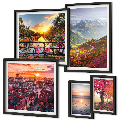Decorațiune de perete set tablouri Vederi ale naturii urbane montane