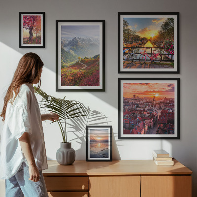 Decorațiune de perete set tablouri Vederi ale naturii urbane montane