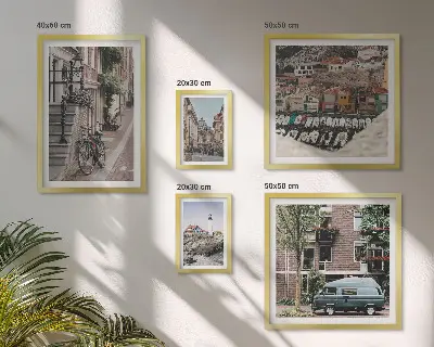 Tablou poliptic înrămat cu model străzi fermecătoare pentru biciclete