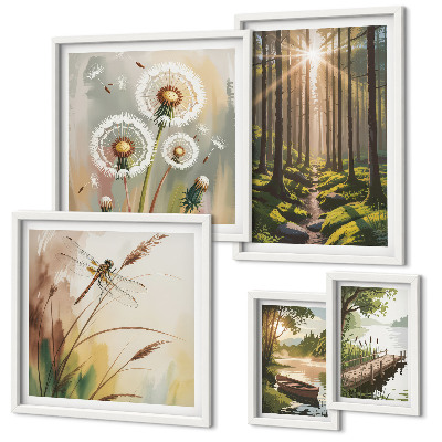 Decorațiune de perete set tablouri Peisaje forestiere, natură, pace