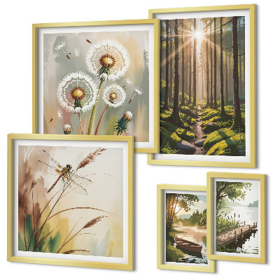 Decorațiune de perete set tablouri Peisaje forestiere, natură, pace