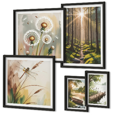 Decorațiune de perete set tablouri Peisaje forestiere, natură, pace