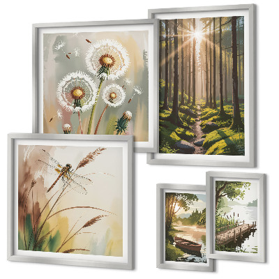Decorațiune de perete set tablouri Peisaje forestiere, natură, pace