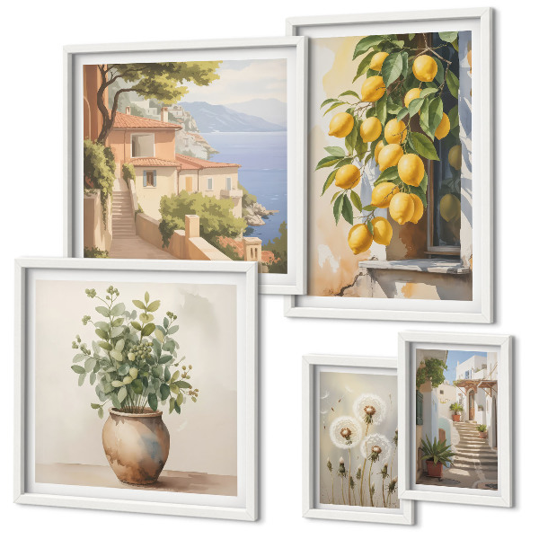Polyptic înrămat Accente de citrice în stil mediteranean